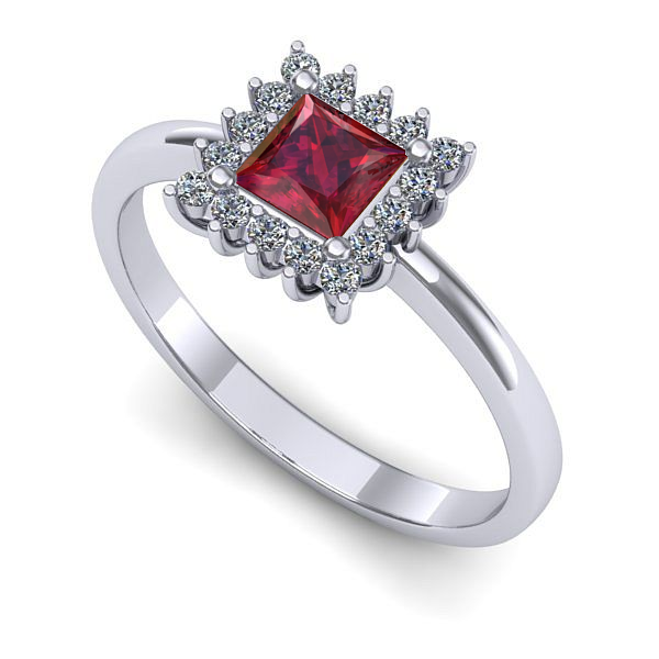 Inel logodna din aur alb cu rubin