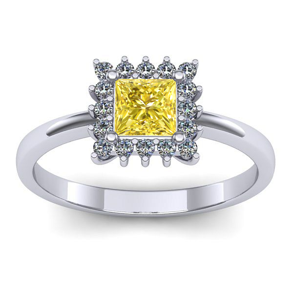 Inel logodna cu safir galben patrat