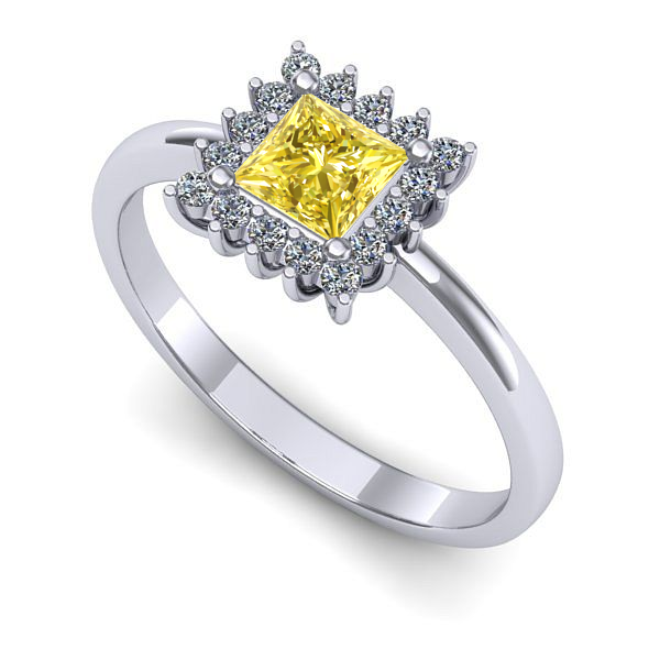 Inel din aur alb cu safir galben