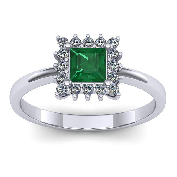 Inel de logodna cu smarald patrat