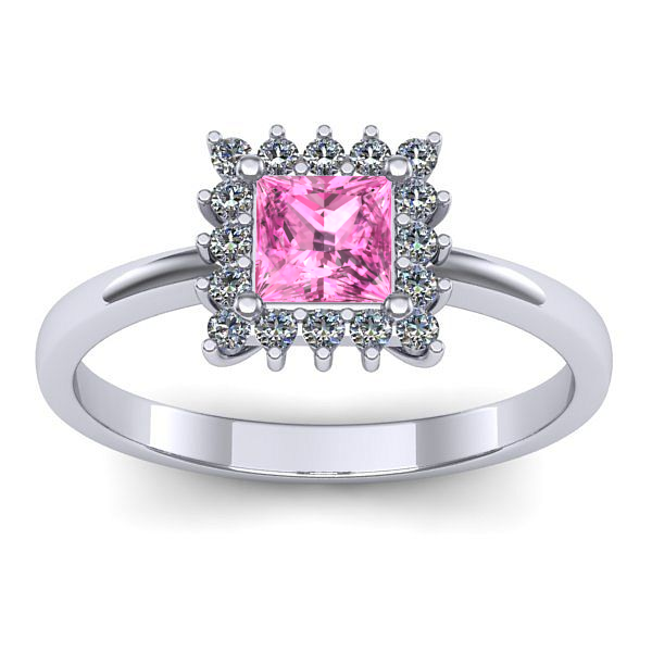 Inel de logodna cu safir roz patrat