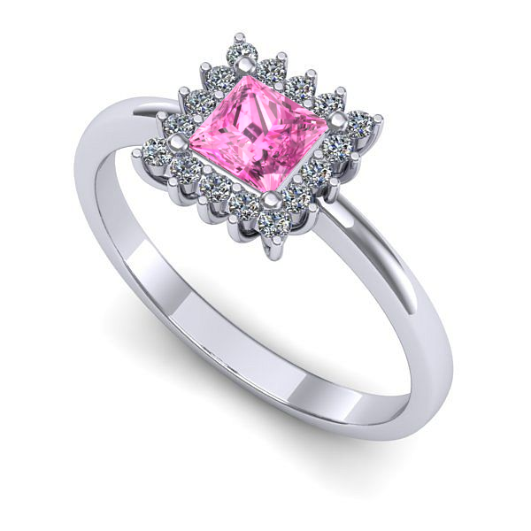 Inel din aur alb cu safir roz