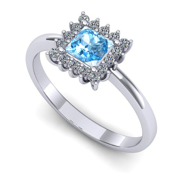 Inel din aur alb cu topaz blue