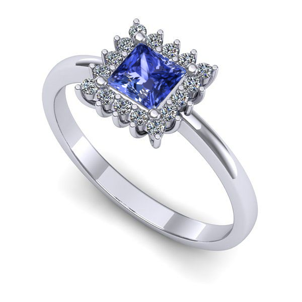 Inel din aur alb cu tanzanit