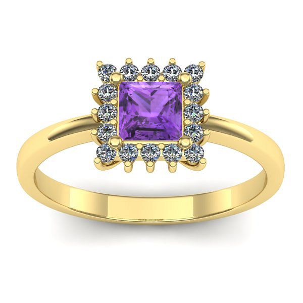 Inel cu ametist patrat