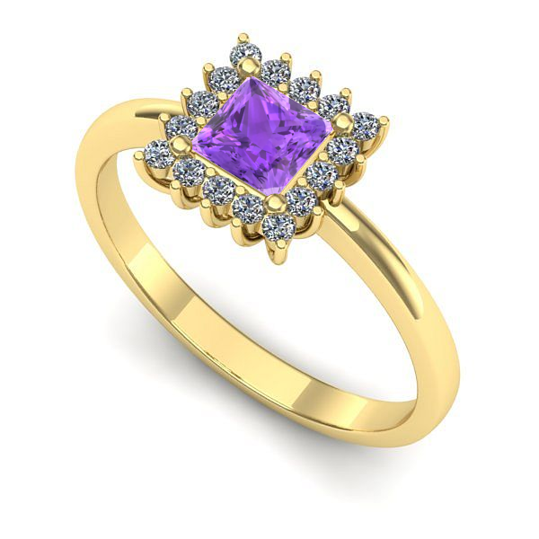 Inel din aur galben cu ametist