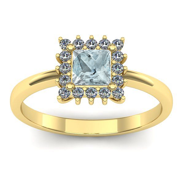 Inel logodna cu aquamarin patrat