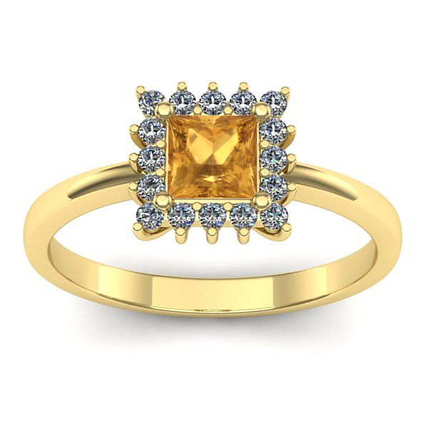Inel logodna cu citrin patrat