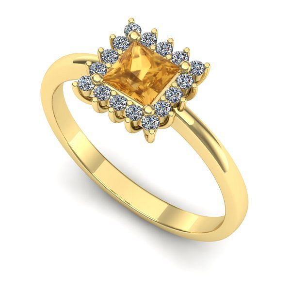 Inel din aur galben cu citrin