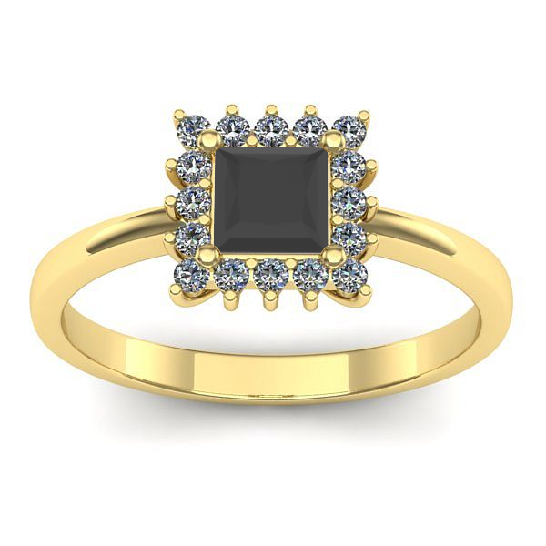 Inel de logodna cu diamant negru patrat