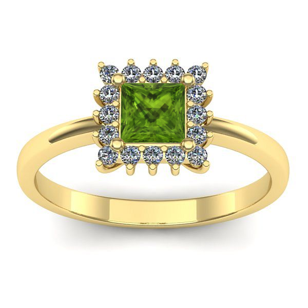 Inel de logodna cu peridot patrat