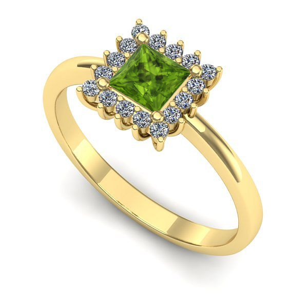 Inel logodna din aur galben cu peridot