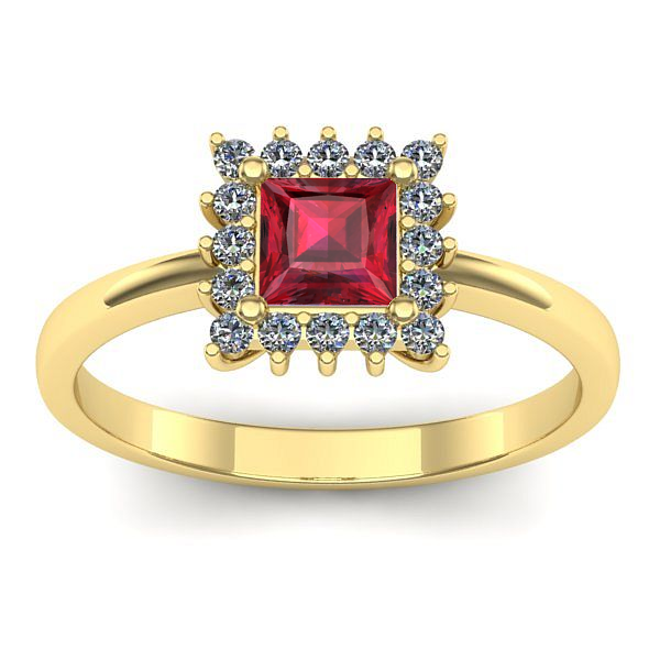 Inel de logodna cu rubin patrat