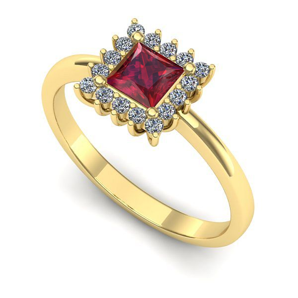 Inel de logodna din aur galben cu rubin