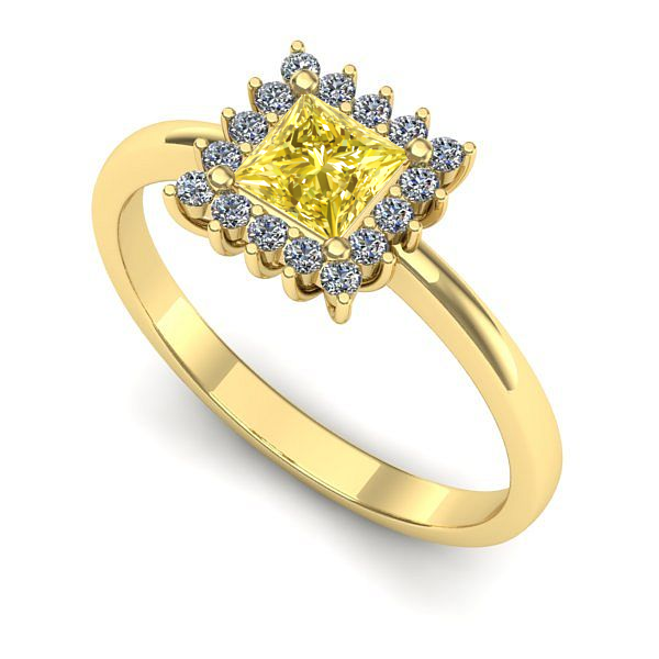 Inel logodna din aur galben cu safir galben