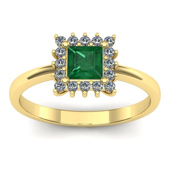 Inel de logodna cu smarald patrat