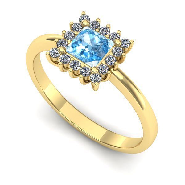 Inel de logodna din aur galben cu topaz blue