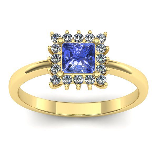 Inel cu tanzanit patrat