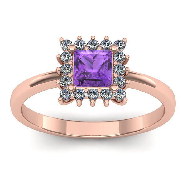 Inel de logodna cu ametist patrat