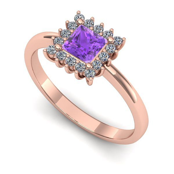 Inel din aur roz cu ametist