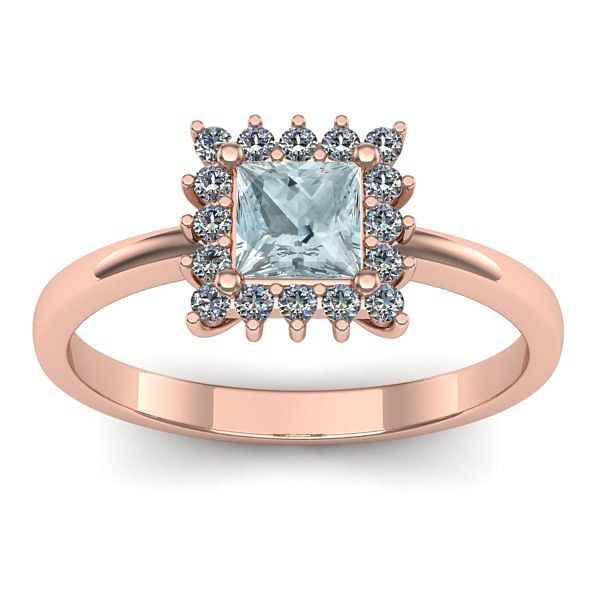 Inel de logodna cu aquamarin patrat