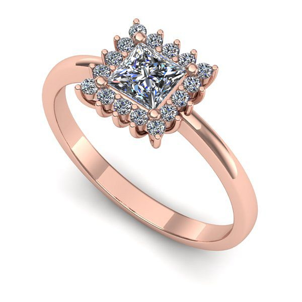 Inel din aur roz cu diamant