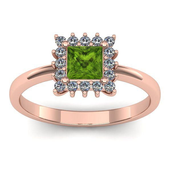 Inel cu peridot patrat