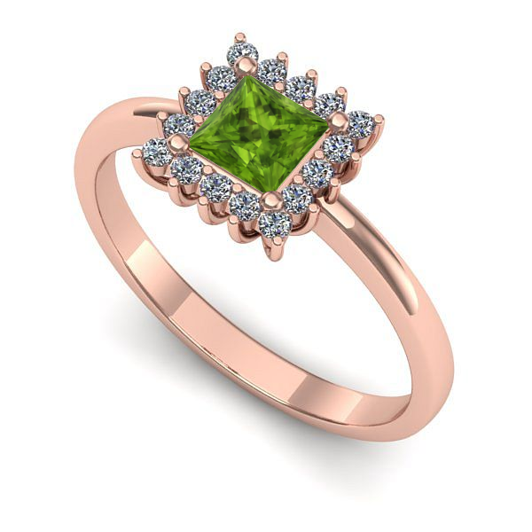 Inel din aur roz cu peridot