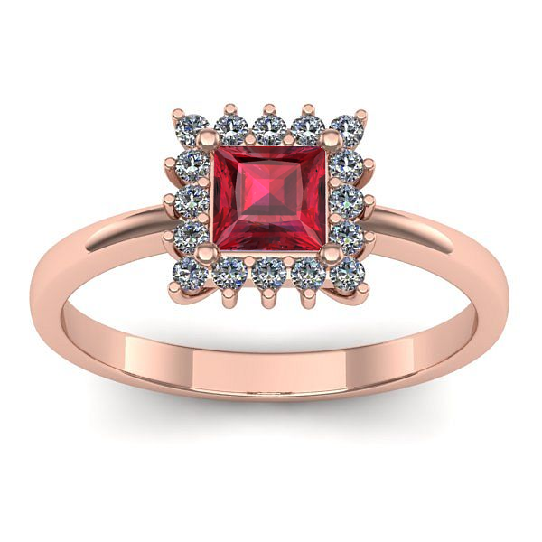 Inel logodna cu rubin patrat