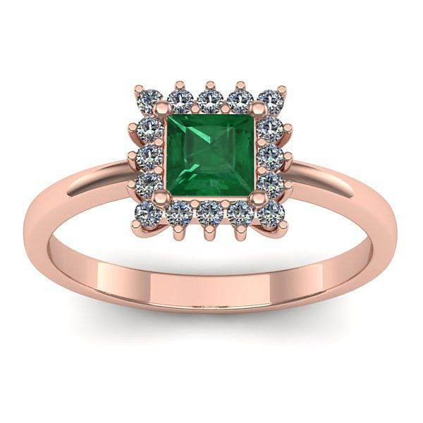 Inel cu smarald patrat