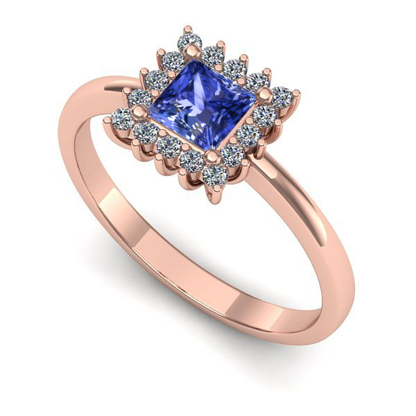 Inel de logodna din aur roz cu tanzanit