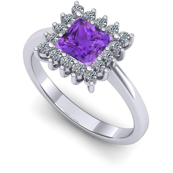 Inel logodna din aur alb cu ametist