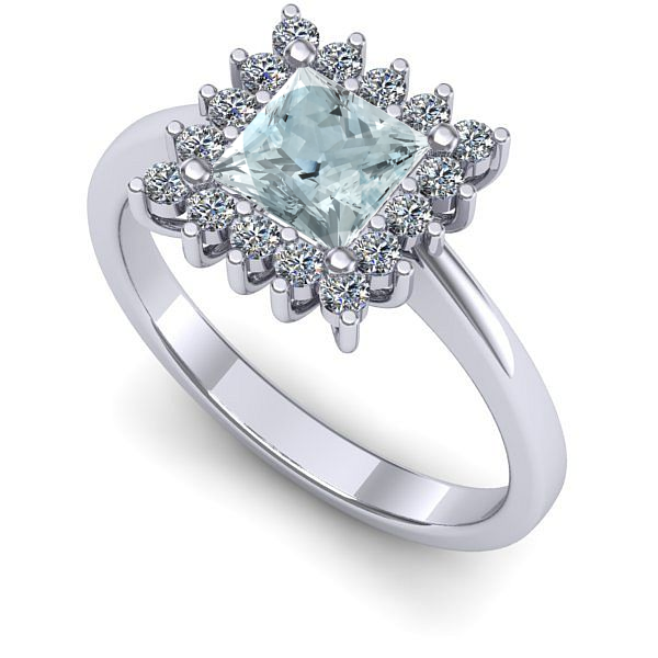 Inel din aur alb cu aquamarin