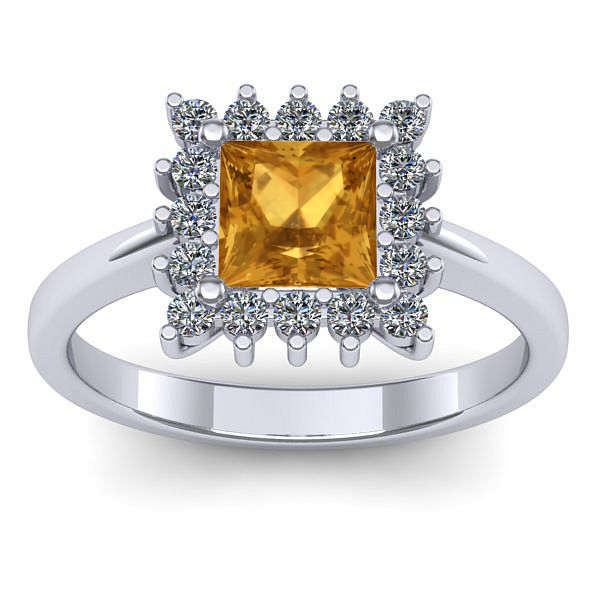 Inel cu citrin patrat