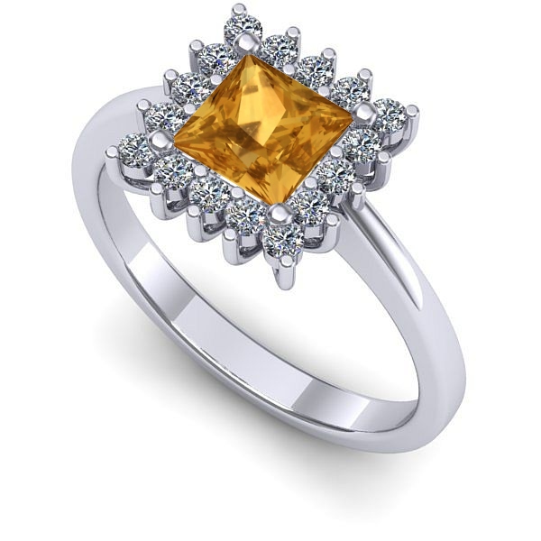 Inel de logodna din aur alb cu citrin