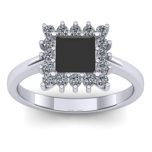 Inel de logodna cu diamant negru patrat