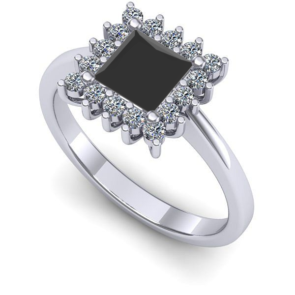 Inel de logodna din aur alb cu diamant negru