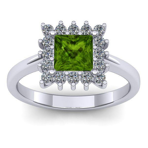 Inel de logodna cu peridot patrat