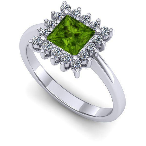 Inel din aur alb cu peridot