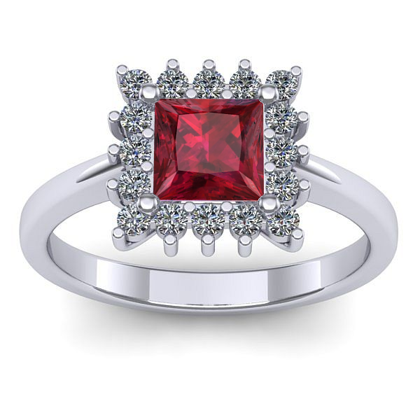 Inel de logodna cu rubin patrat