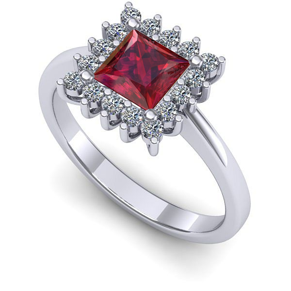 Inel de logodna din aur alb cu rubin