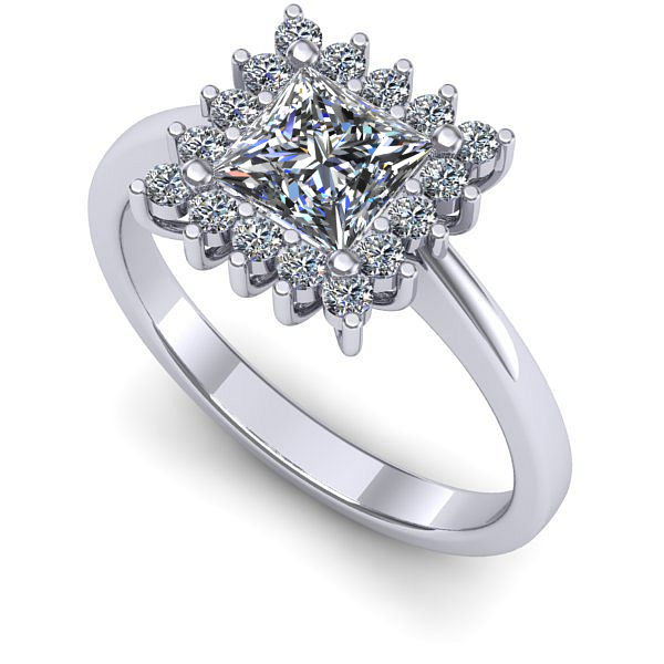 Inel logodna din aur alb cu safir alb