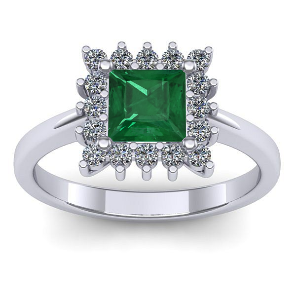 Inel cu smarald patrat