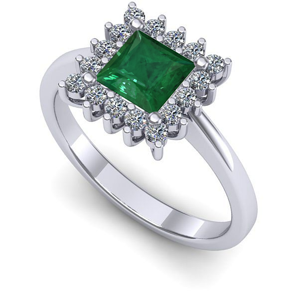 Inel din aur alb cu smarald