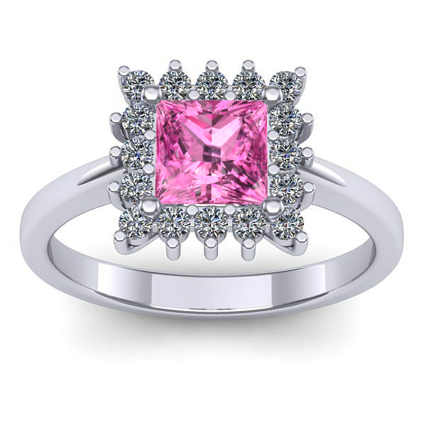 Inel cu safir roz patrat