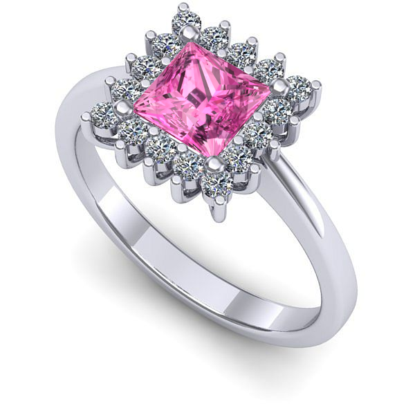 Inel din aur alb cu safir roz