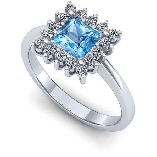 Inel logodna din aur alb cu topaz blue