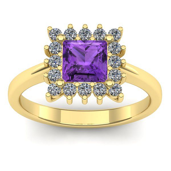 Inel cu ametist patrat