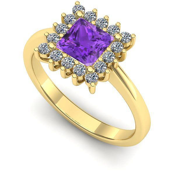 Inel de logodna din aur galben cu ametist
