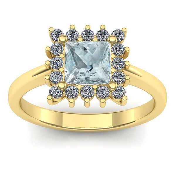 Inel logodna cu aquamarin patrat